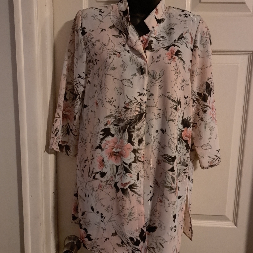 Floral layerd blouse one piece A-17